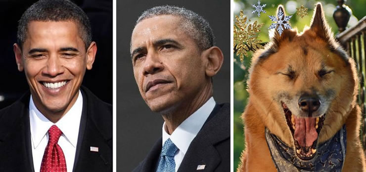 Obama and Gray Dog