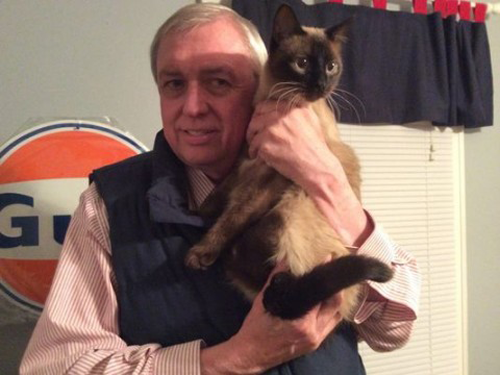 Mark Burger and Tiger the cat from Gatlinburg, TN